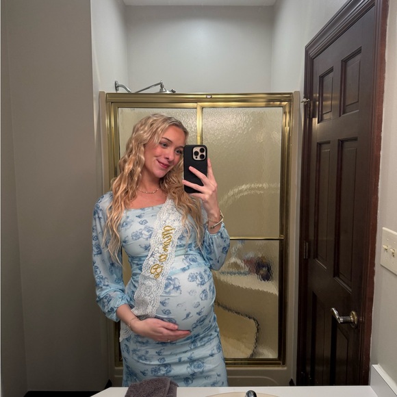 Amazon Dresses & Skirts - Blue Floral Maternity Dress